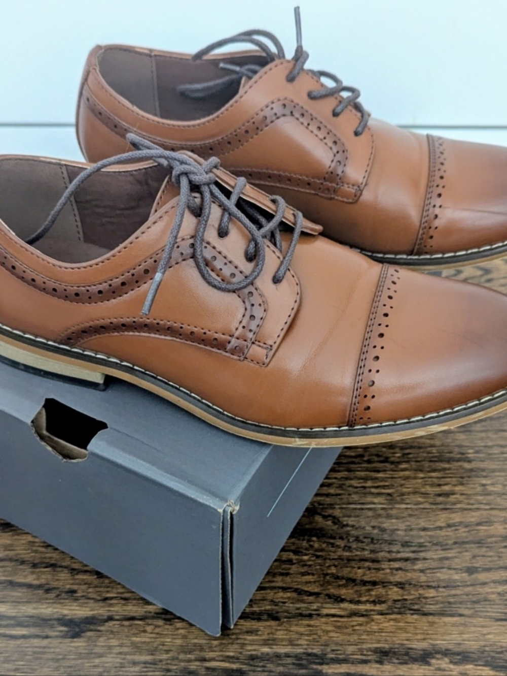 Boys Brown Leather Oxford Dress Shoes